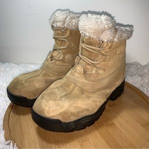 Sorel Boots Waterfall Low Women’s Size 8 Suede Beige Lace Up